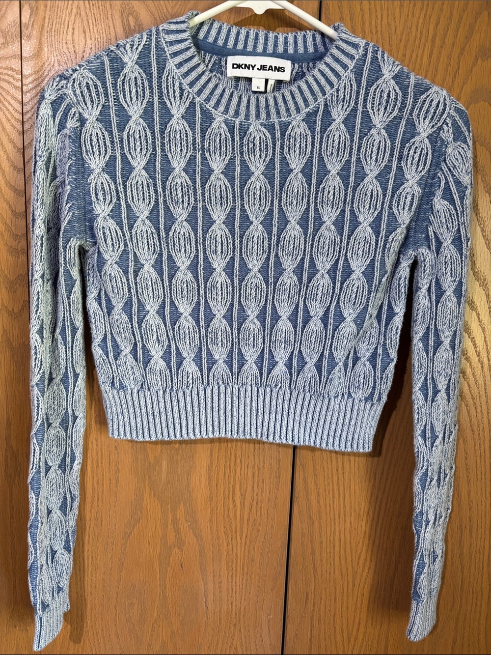 DKNY Jeans Light Blue Cable Knit Crewneck Sweater women’s XS